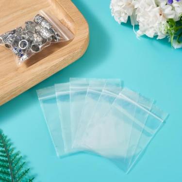 Imagem de 200 pçs/conjunto de sacos retangulares brancos transparentes de plástico com fecho de correr, organizador de armazenamento, selagem superior, saco de embalagem resselável, 7 x 5 cm