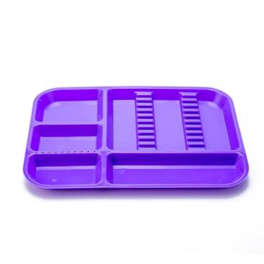 Imagem de Bandeja de plástico para instrumentos dentários divididos autoclaváveis bandejas separadas tamanho B (33 x 24 cm) (roxo)
