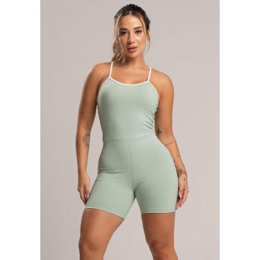 Imagem de Macaquinho Fitness Alcinha Off White Poliamida Mvb Modas-Feminino