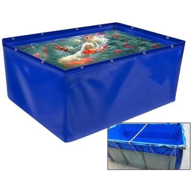 Imagem de Aquário Piscina Lagoa de Peixes Impermeável Plástico Cisterna Temporária Lagos de PVC com Válvula de Drenagem Lago de Peixes Dobrável Lona Cultura Lagoa Aquário Jardim Cultivo para Água de Emergência