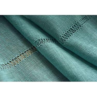 Imagem de Cortina de voile de linho de algodão, espessa, macia, aconchegante, privacidade, cortinas decorativas com ilhós, ideal para quarto, sala de estar, terraço - 1 peça, azul cinza, 350 x 270 cm