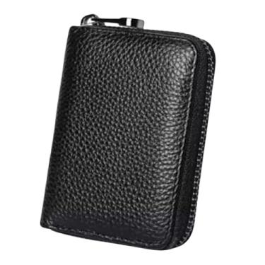 Imagem de Carteira Sanfonada de Couro,Porta-cartões Com Zíper para Mulheres e Homens Organizador de Cartões de Grande Capacidade, Carteira Compacta de Viagem Com (Preto)