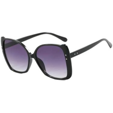 Imagem de Óculos de sol femininos com armação grande, tendência, masculino, para áreas externas, viagem, direção, UV400 (preto, degradê, cinza)