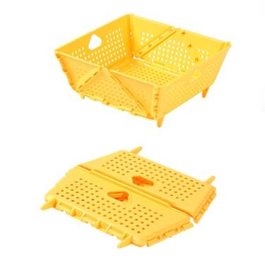 Imagem de Coador plástico dobrável para cozinha com alças e pés de apoio cestinha drenagem frutas legumes ferramenta armazenamento grau alimentar eficiente acampamento