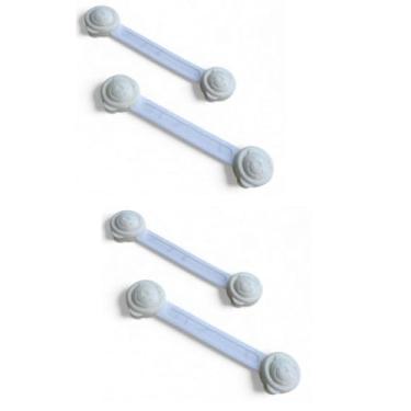 Imagem de Trava de Segurança para Armário Porta Gaveta, Protetor Infantil Flexível para Bebê, Branco, 16cm, 4 Peças