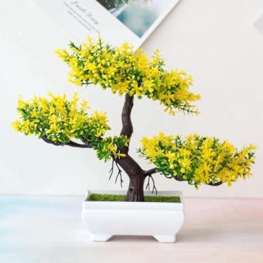 Imagem de Plantas Artificiais Bonsai em Vaso Pequeno – Decoração para Sala, Escritório, Jardim e Mesa(01)
