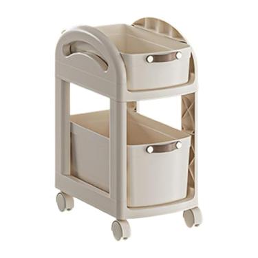 Imagem de Ｂｅｓｇａ Carrinho de rolamento sobre rodas, utilitário, rack de vegetais, organizador, estante móvel para lavanderia, escritório, sala de jantar, cozinha, 2 Camadas de Branco