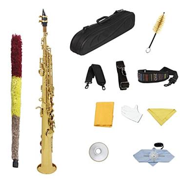 Imagem de Saxofone profissional B-Flat Treble Straight Pipe Test Saxofone Brass Sax Kit para iniciantes