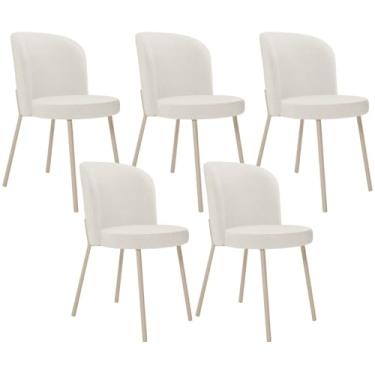 Imagem de Kit 05 Cadeiras Para Sala de Jantar Cozinha Estofada Gavi Arena L02 Linho Bege - Lyam Decor