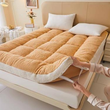 Imagem de Yadlan Capa de futon para colchão japonês tamanho Queen, tapete de tatame enrolado, colchão dobrável, material de veludo leite, ótimo para dormir, uso no dormitório, adequado para adultos e crianças