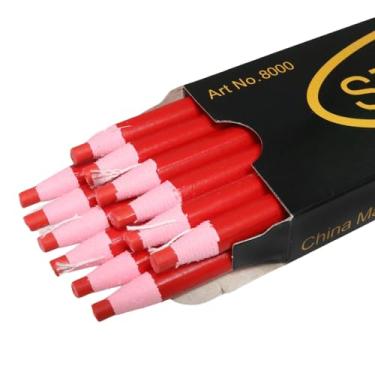 Imagem de sunnates 12 lápis de marca de costura, caneta de marcação de alfaiate, lápis de tecido de costura para ferramentas de marcação e rastreamento de costura (vermelho)