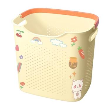 Imagem de Ioensy Cesto de roupa suja organizador decoração versátil cesto de roupas portátil caixa de armazenamento para armário sala de estar organização quarto casa, L and Yellow