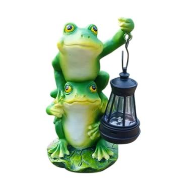 Imagem de Bothyi Estátua de Sapo de Jardim, Estatueta Externa, Lanterna Solar, Luminária para Jardim, Decoração de Casa, Sapo Solar Colecionável em Resina