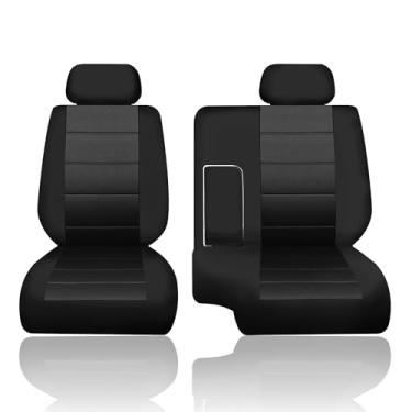 Imagem de EDIETH Capa de banco dividida 60/40 com enchimento grosso, apoio de cabeça ajustável e acesso ao apoio de braço para Toyota Pickup 1990-1995, protetor de tecido automotivo durável na fileira da frente