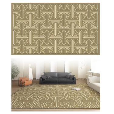 Imagem de SPXMQSS Tapetes laváveis à máquina, tapete para sala de estar, resistente à sujeira, antiderrapante e fácil de cuidar, para sala de estar, quarto, quarto de crianças, bege, verde, preto
