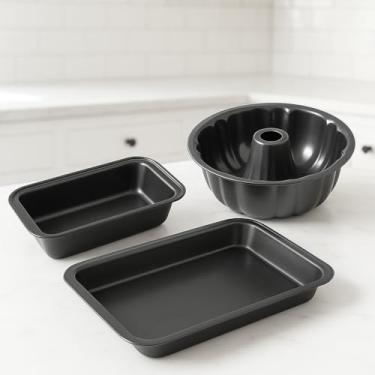 Imagem de Conjunto de Formas Para Bolos, ConstruçãO em AçO Carbono Antiaderente, Adequado Para Assar Bolos, PãEs e Outros Produtos de PanificaçãO.(Kit 3 Formas)