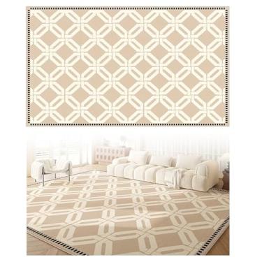 Imagem de SPXMQSS Tapetes laváveis à máquina, tapete para sala de estar, resistente à sujeira, antiderrapante e fácil de cuidar, para sala de estar, quarto, quarto de crianças, bege, verde, preto