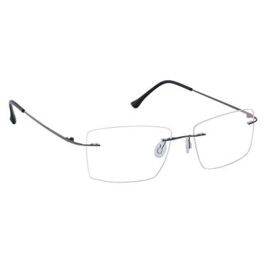 Imagem de Óculos Armação Grau Masculino Balgriff Titanium Quadrado Flutuante Sem Aro Grafite Tremix 683-Masculino