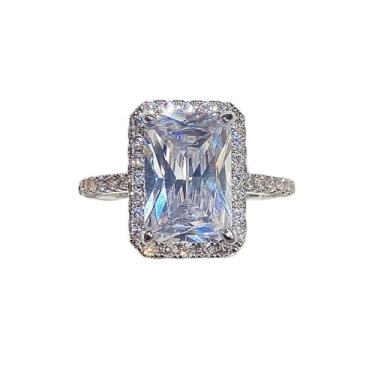 Imagem de Anéis de noivado minimalistas elegantes banhados a ouro branco de zircônia cúbica para casamento, festas noturnas, presentes de dia dos namorados, alianças de eternidade para mulheres, 7, Cobre, Sem