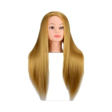 Imagem de Cabeça De Manequim De Cabelo Sintético Para Treinamento De Cabeleireir