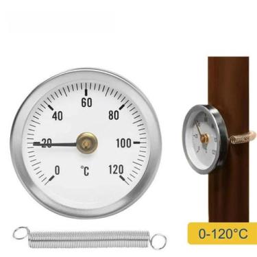 Imagem de Termômetro De Tubo De Aço Inoxidável Com Fixação Por Grampo 0-120  Med