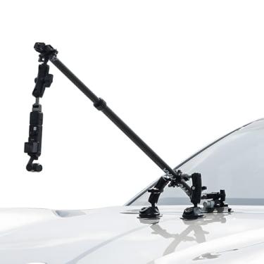 Imagem de MOVMAX Suporte para câmera veicular, compatível com DJI Osmo Pocket 3/Gopro/DJI Osmo 360/insta360, kit de montagem de carro com ventosa tripla com haste de fibra de carbono de extensão 2 em 1