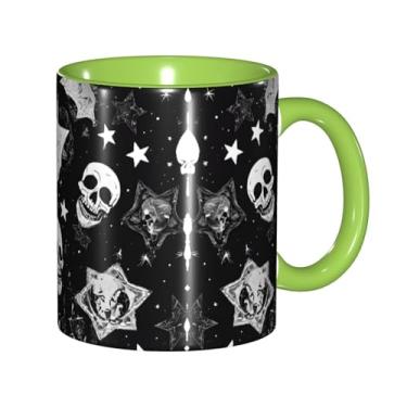 Imagem de Zeraoke Caneca de café criativa com estampa de caveira punk branca, personalizada, presente para família, tamanho de 325 ml, unissex