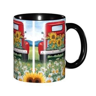 Imagem de Zeraoke Canecas de café criativas com estampa de girassol de verão, personalizadas, presente para família, tamanho de 325 ml, unissex