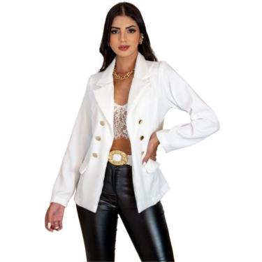 Imagem de Blazer Acinturado Feminino Alfataria Manga Longa Elegante Moderno Chiq