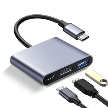Imagem de Adaptador multiportas USB C para HDMI, hub HDMI para USB C, adaptador tipo C para USB, 4K HDMI + USB 3.0 + carregamento rápido, compatível com iPhone 15, iPad Pro, MacBook Pro/Air, Samsung, Chromebook