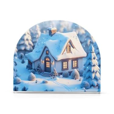 Imagem de xigua Porta-guardanapos de casa de Natal para mesas, porta-guardanapos de papel de placa acrílica elegante, dispensador de papel de seda independente moderno para jantar, sala de estar, festa240