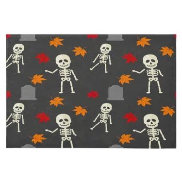 Imagem de CEBUGI Tapete de área 60 x 90 cm, macio, lavável, antiderrapante, com suporte de borracha, caveiras, para sala de estar, quarto, decoração de casa