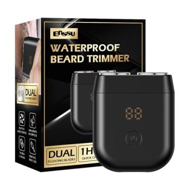 Imagem de ENSSU Mini elétrico para homens, barbeador portátil sem fio, recarregável por USB-C, à prova d'água IPX7, barbeador de viagem com indicador de bateria, fácil de limpar