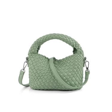 Imagem de HGG Bolsa clutch de tecido para mulheres com alça destacável, transversal versátil e bolsa de mão, couro vegano, Verde sálvia, Small
