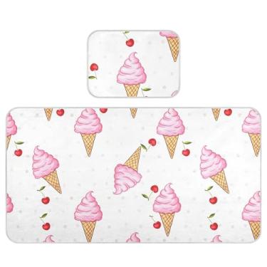 Imagem de Burbuja Tapete refrescante para bebês, casquinhas de sorvete, cereja, tapete frio de seda para colchão de berço, almofada de dormir com fronha para meninas e meninos, 71 x 132 cm