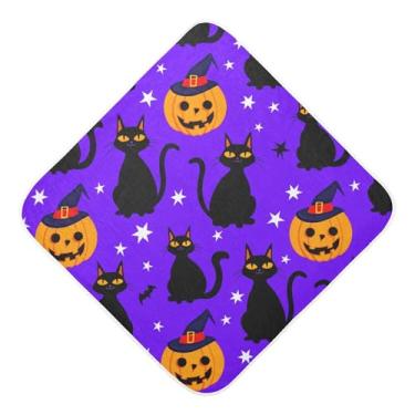Imagem de Burbuja Toalha de banho para bebês Pumpkins Black Cats - Toalha com capuz de musselina macia e absorvente para recém-nascidos e bebês, 89 x 89 cm