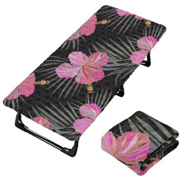 Imagem de Burbuja Lençol de berço tropical de hibisco para crianças, lençol de cochilo acolchoado portátil com faixa elástica para meninas e meninos, lavável na máquina, 63,5 x 127 cm