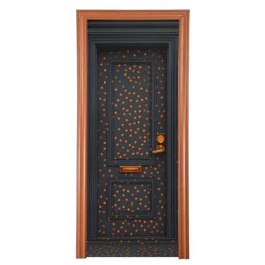 Imagem de Burbuja Capa de porta de bolinhas de Halloween, cobertura de varanda de pano de fundo de tecido elástico para decoração de festas em casa, festas e feriados, 91 x 246 cm