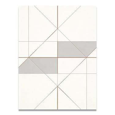 Imagem de LKXGRRSFG Simetria isolada Arte em tela minimalista: Serenidade tons neutros grande área em branco para decoração de espaço calmo 60 x 75 cm sem moldura