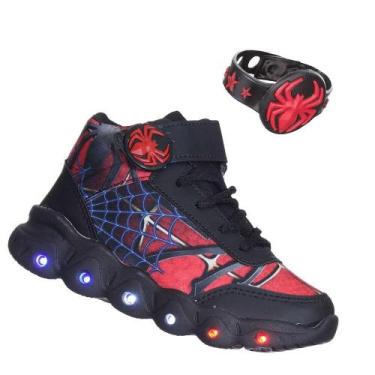 Imagem de Tenis Botinha Infantil Aranha de Luz Led Brilha+ Pulseira de Criança -