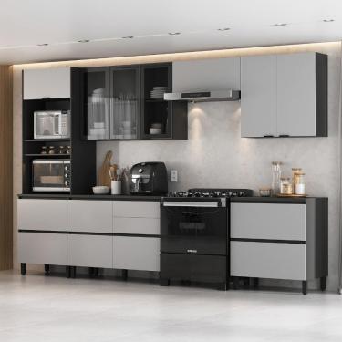 Imagem de Cozinha Completa Itatiaia Lumina 350cm Em Madeira MDF Grafite-fendi
