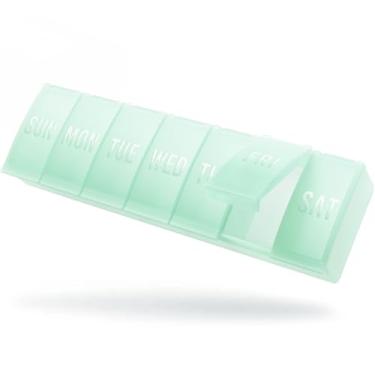 Imagem de Barhon Organizador de comprimidos semanal grande, estojo organizador de vitaminas para 7 dias, caixa de comprimidos de remédios de viagem para armazenar vários suplementos e óleo de peixe, verde