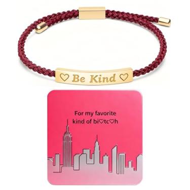 Imagem de Long tiantian Pulseira Be Kind of a B, joia feminista engraçada para mulheres confiantes, citação atrevida, presente de empoderamento para ela, Large, Zinco, Sem Pedra Preciosa