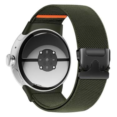 Imagem de Zspoly Pulseira masculina de nylon Pixel Watch 4 de 41 mm, para relógio Google Pixel 1/2/3, com fivela de paraquedas, elástica, esportiva, trançada, verde militar, tecido impermeável