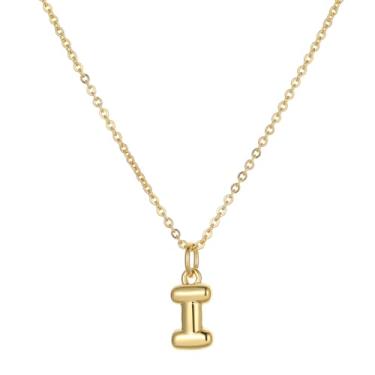 Imagem de TASBERN Colar com inicial bolha para mulheres, minúsculo, banhado a ouro 18K, alfabeto A-Z, minimalista, joia delicada, presente de aniversário para ela, Banhado a ouro, Sem Pedra Preciosa