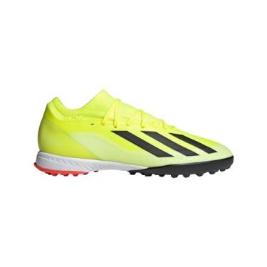 Imagem de adidas Tênis unissex para adultos X Crazyfast League Turf, Team Solar Amarelo/Preto/Branco, 11 Women/10 Men