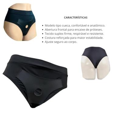 Imagem de Kit Com Cinta peniana Cintaralho Calcinta Estilo Cueca Splex Strap On Confortável Tamanho P Ao GG +Pênis De Borracha Realístico Prótese de Silicone Dildo Consolo Capa Peniana Brinquedo Adulto Feminino Masculino Penis Macio Grande vários Tamanhos (PROTESE CHOCOLATE :15,5X3,5, TAMANHO CALCINTA: M)