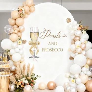 Imagem de Pearls and Prosecco Bridal Shower Decorations - Pearls and Prosecco Sign Decal for Balloons Arch Backdrop, Wedding Shower Decorations Sticker, Bachelorette Wedding Engagement Party Decor（Not Balloon)