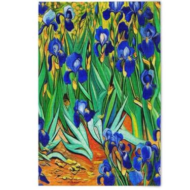 Imagem de Quebra-cabeça floral com íris azuis, flores, adultos, 500 peças, presentes para amantes, família, quebra-cabeças legais, arte de pintura animal, 500 peças, 52 x 37,8 cm