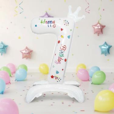 Imagem de 1 balão com número de coroa branca de 81 cm, balão de alumínio para festas de aniversário, casamento e decorações de aniversário